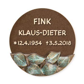 Runde Schrifttafel »Blätter« Bronze