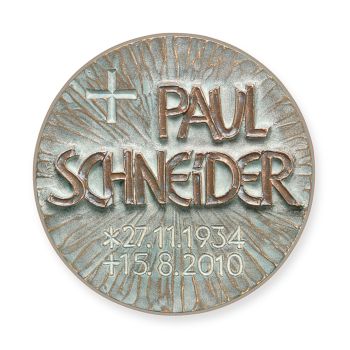 Runde Schrifttafel »Erhaben modelliert« Bronze