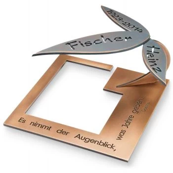 Schriftobjekt »Blätter mit Rahmen« Bronze