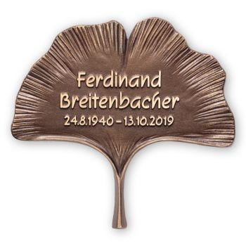 Schriftträger »Ginkgoblatt« Bronze