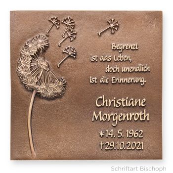 Schrifttafel »Pusteblume« Bronze