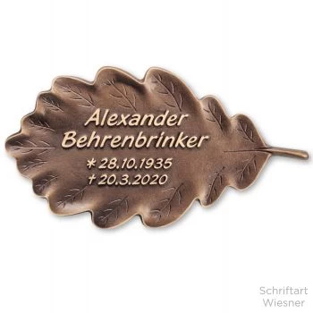 Schriftträger »Eichenblatt« Bronze
