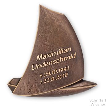 Schriftträger »Segelboot« Bronze