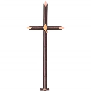 Skulptur »Freistehendes Kreuz mit vergoldetem Blatt«