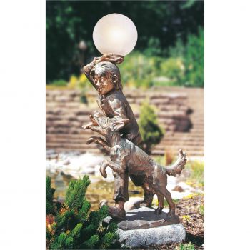 Skulptur »Junge mit Hund und Lampe« Frido Graziani