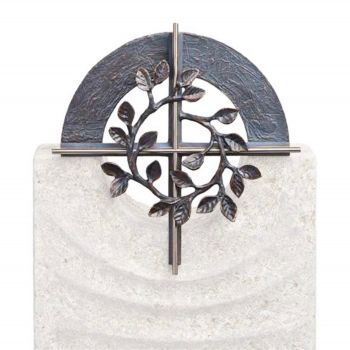 Skulptur »Kreuz mit Bogen und Zweige« Bronze und Edelstahl