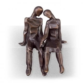 Skulptur »Sitzendes Paar, Kantenhocker« Bronze