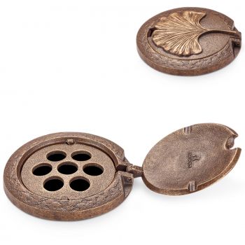 Vasenring mit Deckel »Ginkgo« Bronze