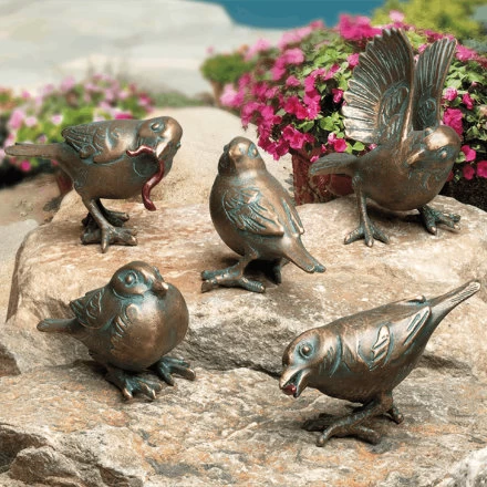 Gartenfiguren Tier-Kollektion Spatzen Bronze